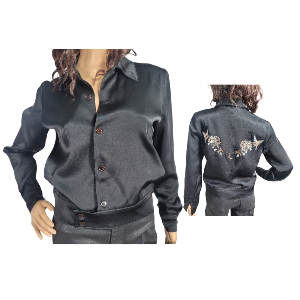 REFORMATION Black Embroidered Hummingbird Jacket sz XS